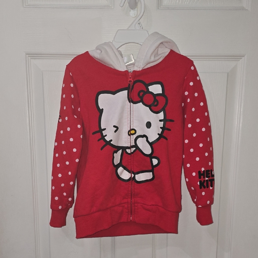 Hello Kitty Red and White Polka Dot Kids Hoodie 4/5 T